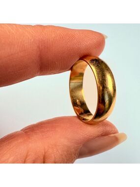 14K Solid Yellow Gold 5.25mm Wide Thick Band Unisex Stacker Ring